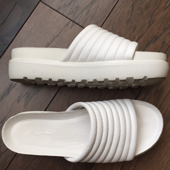 white platform slides